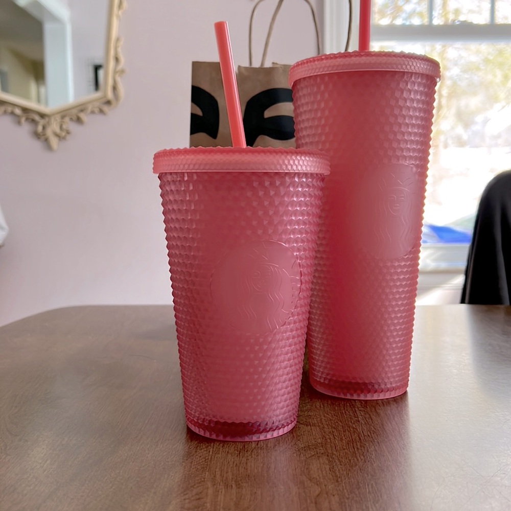 Pink Starbucks set one 24 oz venti + one 16oz grande cold cup.